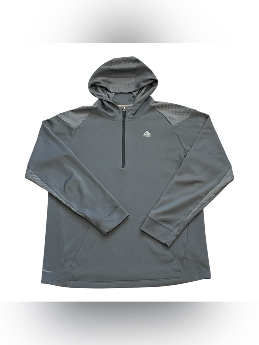 Vintage Nike ACG Gray Outdoor Quarter Zip Pullover Hoodie Sweatshirt Mens M